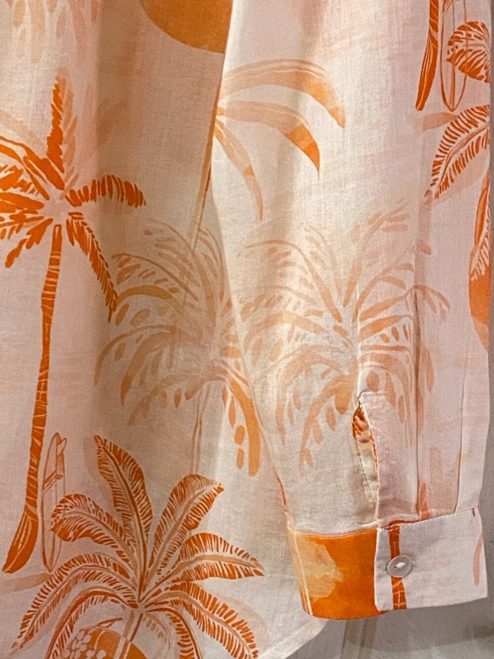 Haute Hippie Sz XL Womens Blouse Button Up Shirt Long Sleeve Orange Tropical - Picture 7 of 9